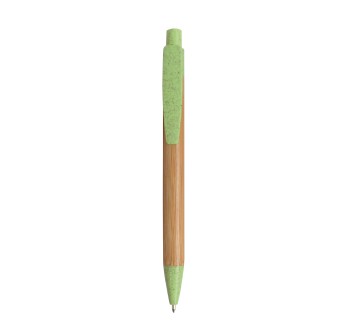 Penna a scatto in bambù con particolari in  paglia di grano (50%) e pp (50%)