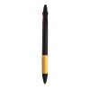 Penna a scatto in plastica con 3 refill, con gommino per touch screen, impugnatura in bamb