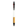 Penna a scatto in plastica con 3 refill, con gommino per touch screen, impugnatura in bamb