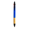 Penna a scatto in plastica con 3 refill, con gommino per touch screen, impugnatura in bamb