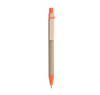 Penna a scatto, in cartoncino, con clip in legno