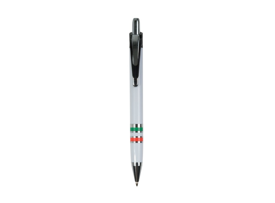 Penna a scatto in plastica con impugnatura tricolore (italia, francia, spagna)