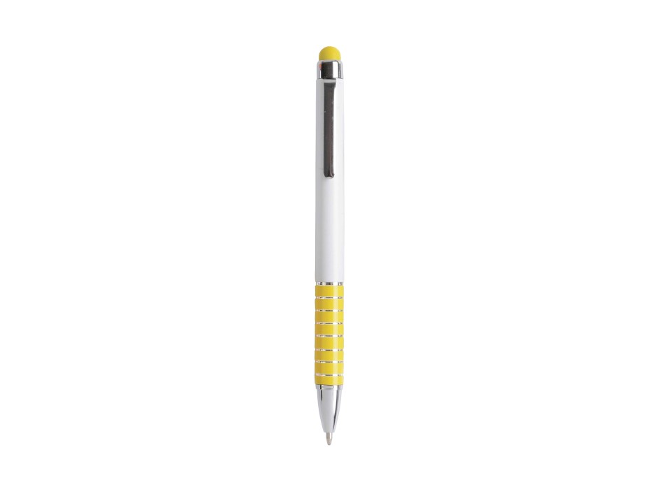 Penna twist con fusto bianco in plastica e impugnatura colorata in alluminio