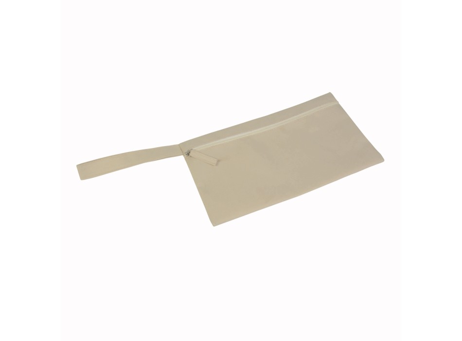 Porta documenti in poliestere con chiusura zip e pratica maniglia