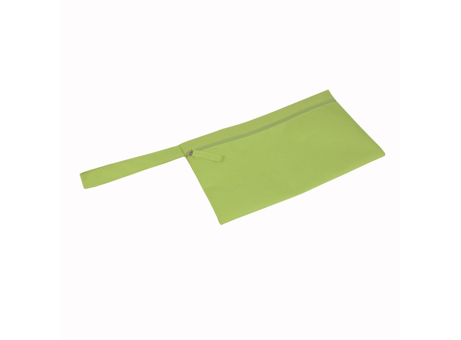 Porta documenti in poliestere con chiusura zip e pratica maniglia