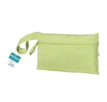 Porta documenti in cotone riciclato 180 g/m2  con chiusura a zip, certificato GRS