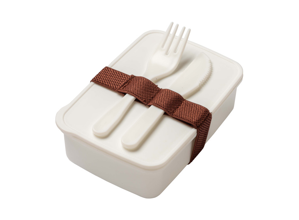 Porta pranzo in PP, con posate incluse. NON ADATTO ALLA LAVASTOVIGLIE E AL MICROONDE