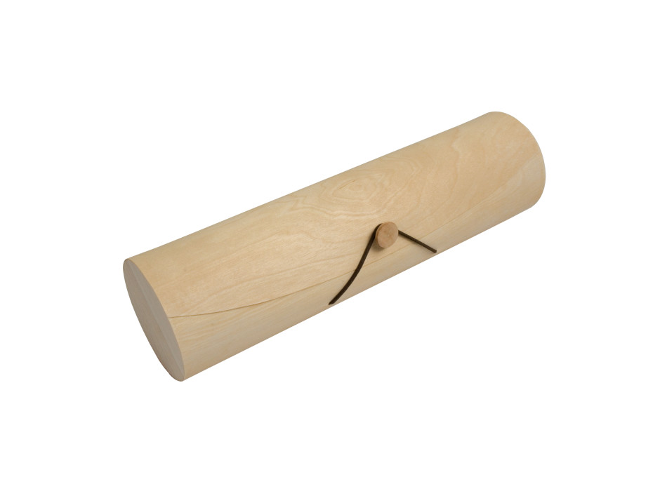 Portabottiglia cilindrico in legno di pino (1 bottiglia) con elastico
