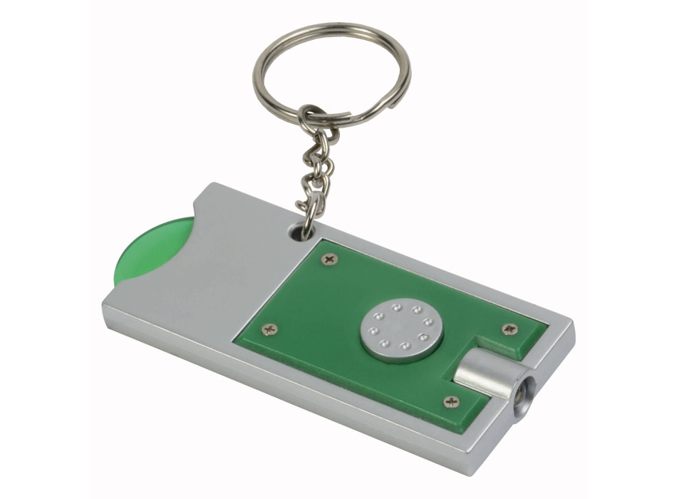 Portachiavi con gettone per carrello della spesa e luce Gheddi