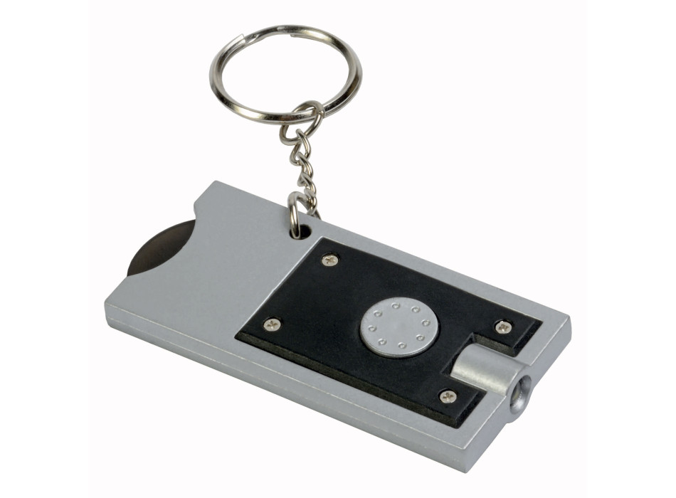 Portachiavi con gettone per carrello della spesa e luce Gheddi