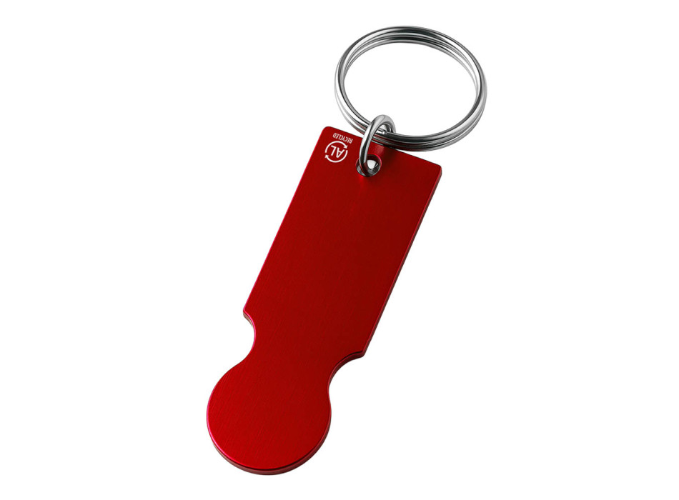 Portachiavi in alluminio riciclato con gettone per il carrello della spesa