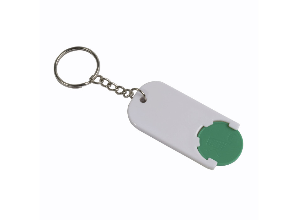 Portachiavi in plastica con gettone per carrello della spesa