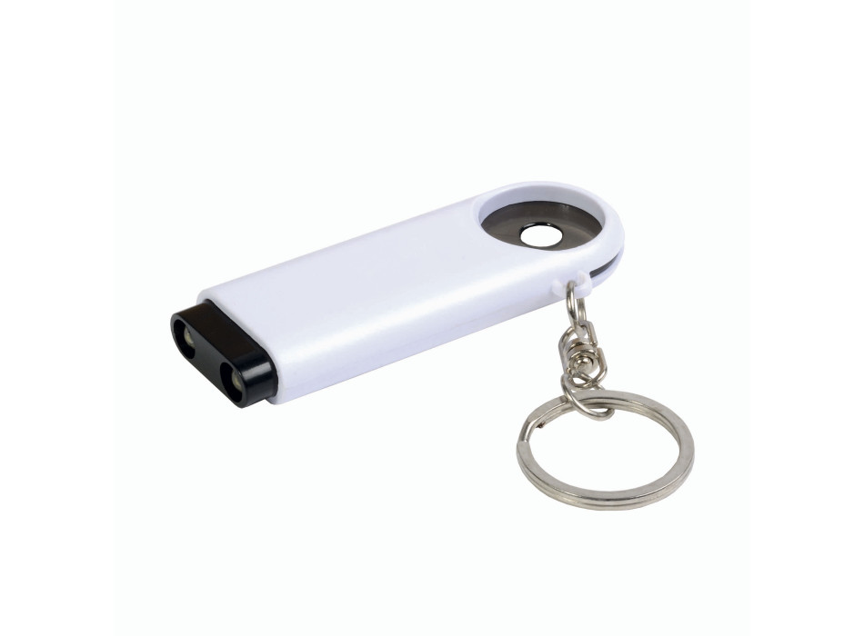 Portachiavi in plastica con gettone per carrello della spesa e luce a 2 led