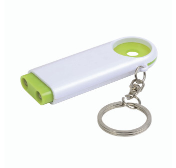 Portachiavi in plastica con gettone per carrello della spesa e luce a 2 led