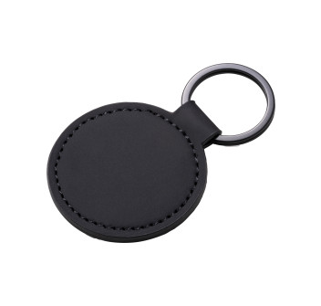 Portachiavi rotondo in soft PU. Con anello in metallo