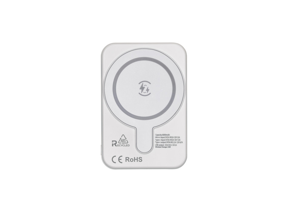 Power bank MagSafe R-ABS 5000 mAh, output wireless 15W con sticker magnetico