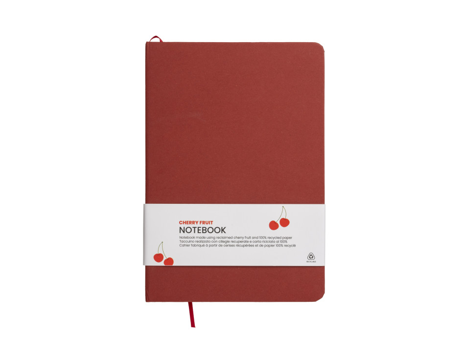 Quaderno con copertina realizzata con i residui di frutta ed elastico di chiusura