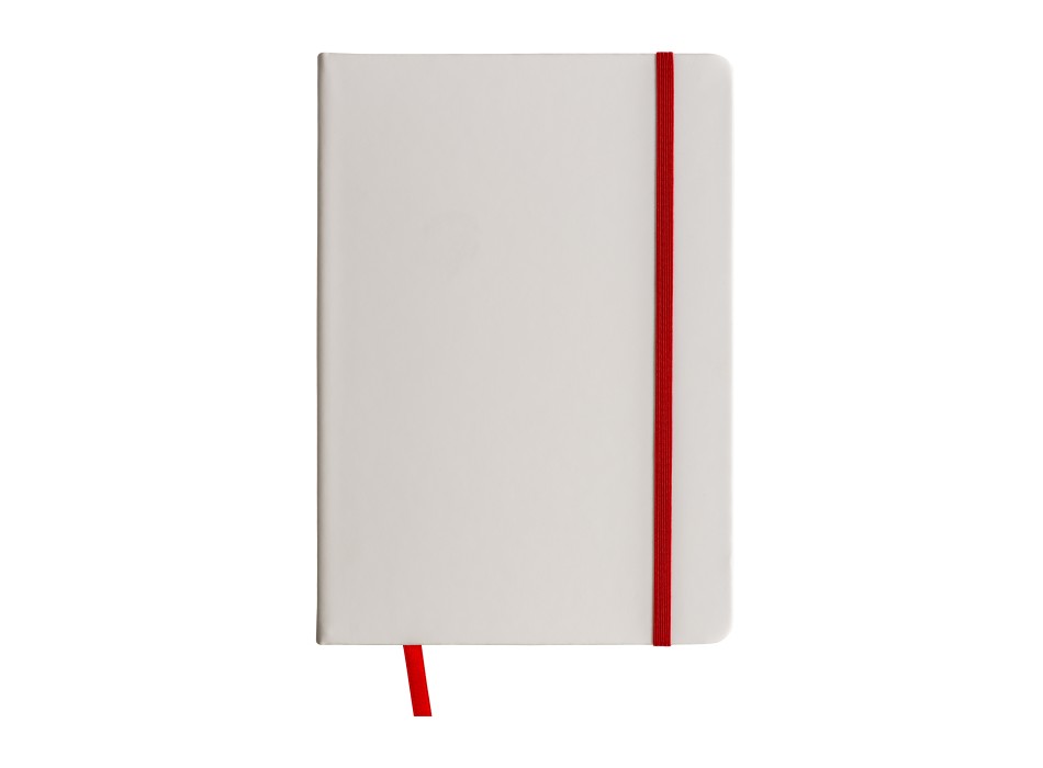 Quaderno in copertina in pu con elastico colorato(80 pag.), segnalibro in raso