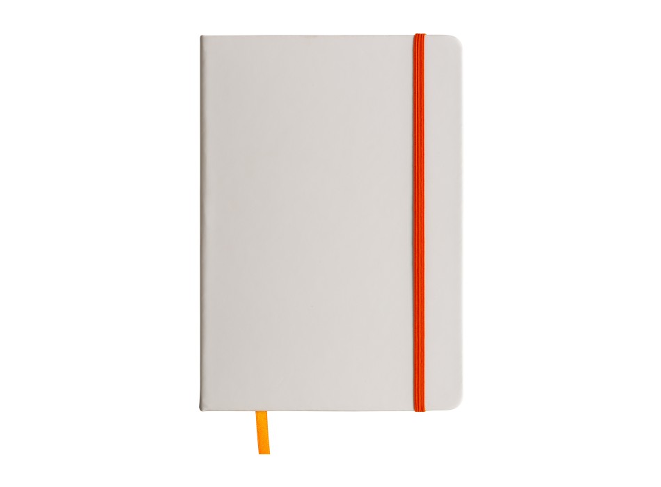 Quaderno in copertina in pu con elastico colorato(80 pag.), segnalibro in raso