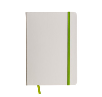 Quaderno in copertina in PU con elastico colorato(80 pag.), segnalibro in raso