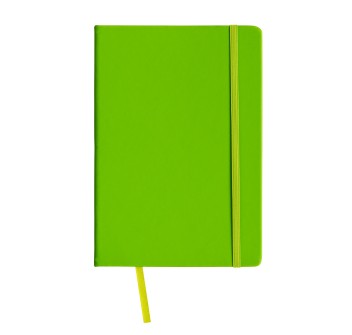 Quaderno in pu con elastico colorato, fogli a quadretti (80 pag.), segnalibro in raso