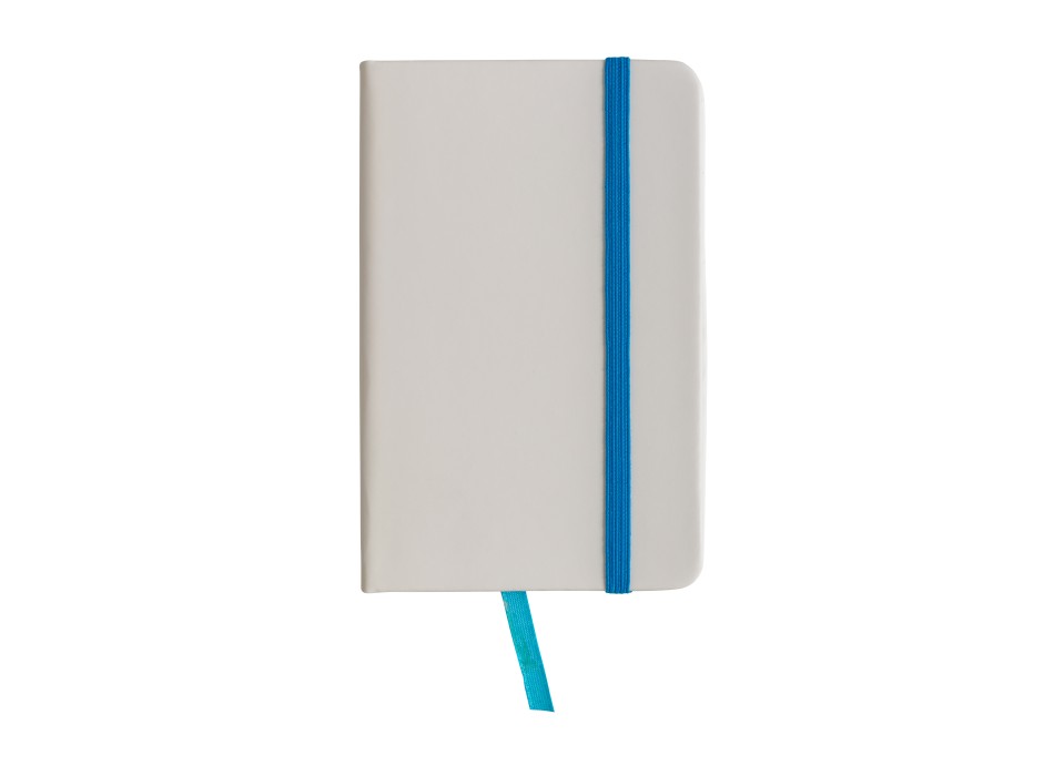 Quaderno in pu con elastico colorato, fogli a righe (80 pag.), segnalibro in raso