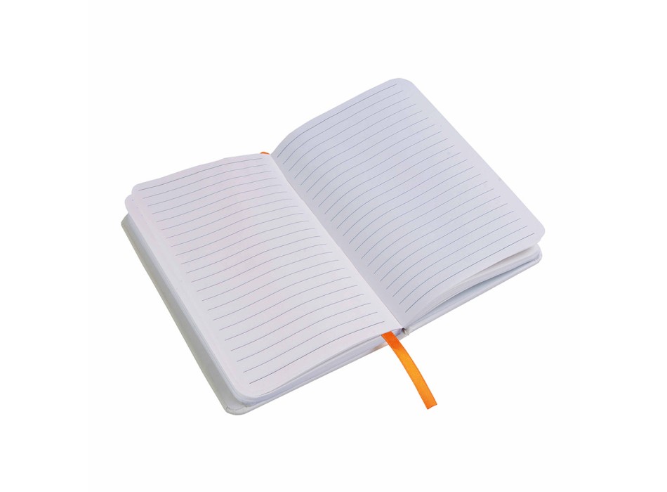 Quaderno in pu con elastico colorato, fogli a righe (80 pag.), segnalibro in raso