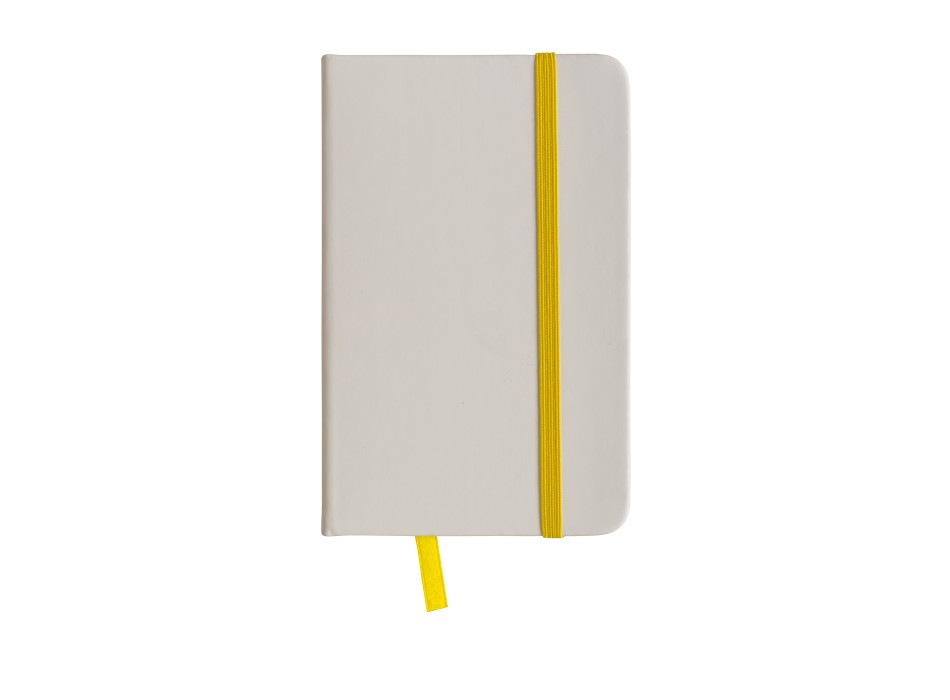 Quaderno in pu con elastico colorato, fogli a righe (80 pag.), segnalibro in raso