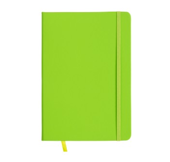 Quaderno in pu con elastico colorato, fogli a righe (80 pag.) colore avorio, segnalibro in