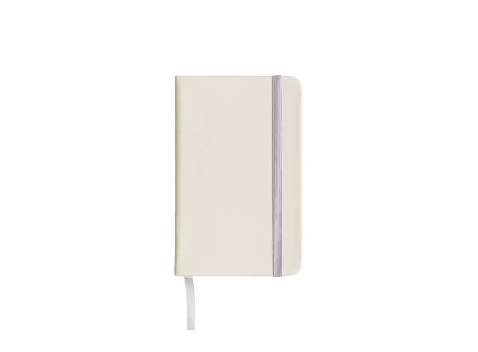 Quaderno in PVC con elastico colorato, fogli a righe (80 pag.), segnalibro in raso