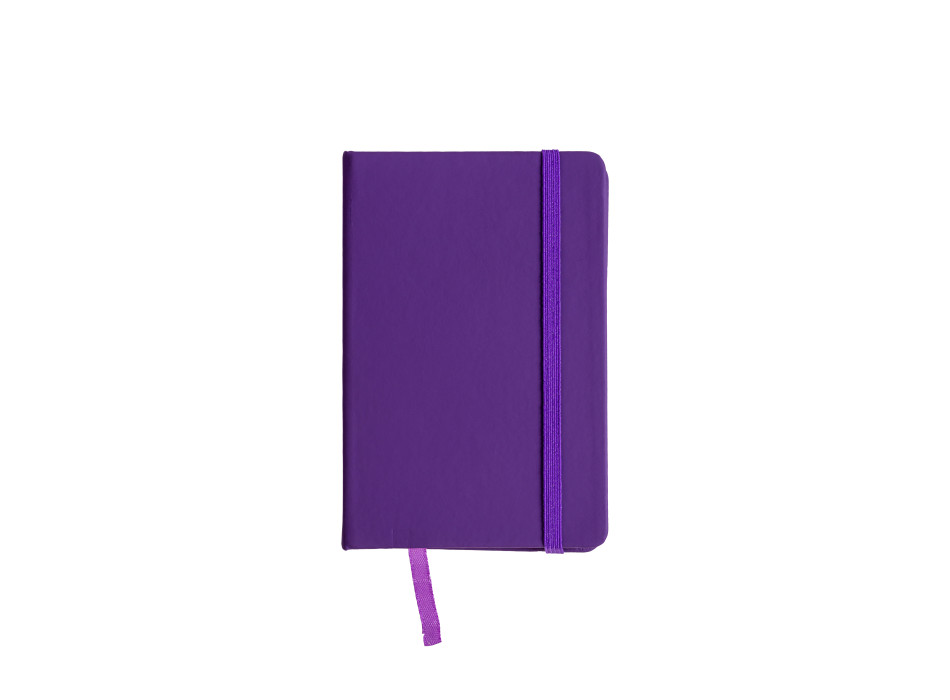Quaderno in PVC con elastico colorato, fogli a righe (80 pag.), segnalibro in raso