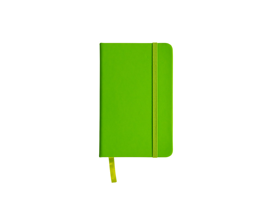 Quaderno in PVC con elastico colorato, fogli a righe (80 pag.), segnalibro in raso