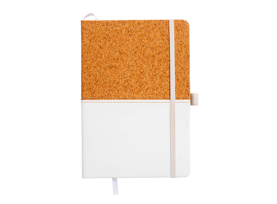 Quaderno in sughero e PU, fogli a righe 80 pag. da 70 gr. in color avorio.