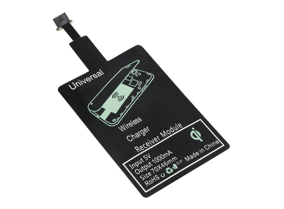 Ricevitore QI wireless con connettore micro USB per abilitare i dispositivi con connettore