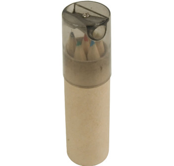 Set di 6 matite in legno colorate a sezione esagonale in confezione cilindrica di cartone