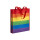 Shopper arcobaleno in r-pet  80g/m2, manici lunghi e soffietto
