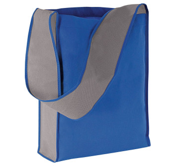 Shopper bicolore in TNT, tracolla e soffietto
