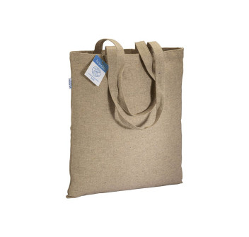 Shopper carbon neutral in cotone riciclato  280 g/m2, manici lunghi