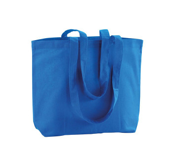 Shopper con soffietto alla base in cotone 120 g/m2, manici lunghi