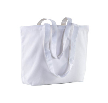 Shopper con soffietto alla base in cotone 120 g/m2, manici lunghie