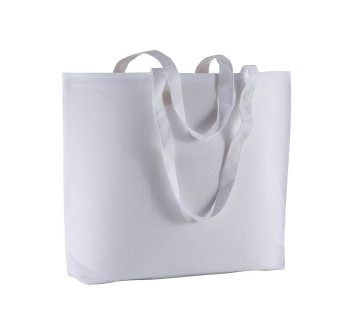 Shopper con soffietto alla base in cotone 135 g/m2, manici lunghi