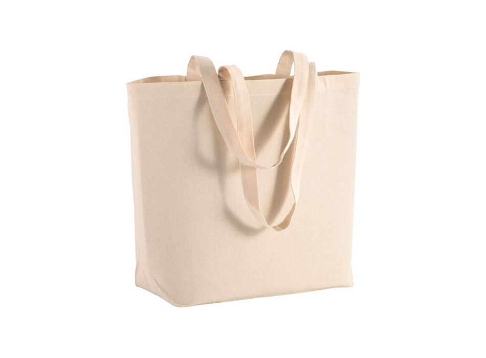 Shopper con soffietto alla base in cotone 135 g/m2, manici lunghi
