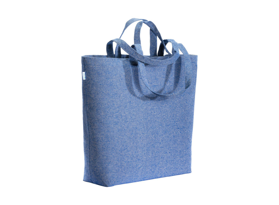 Shopper con soffietto alla base in cotone riciclato 280 g/m2, con doppi manici