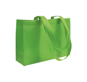 Shopper con soffietto alla base in TNT 70 g/m2 termosaldato, manici lunghi
