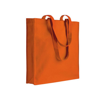 Shopper con soffietto in canvas 280 g/m2, manici lunghi