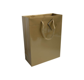 Shopper con soffietto in carta laminata 157 g/m2 con rinforzo alla base