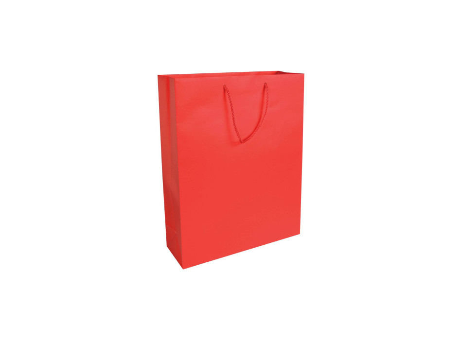 Shopper con soffietto in carta laminata opaca 157 g/m2 con rinforzo alla base