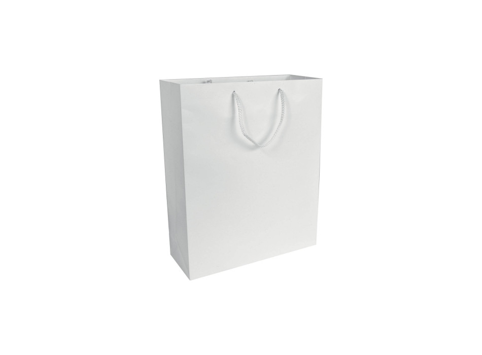 Shopper con soffietto in carta laminata opaca 157 g/m2 con rinforzo alla base