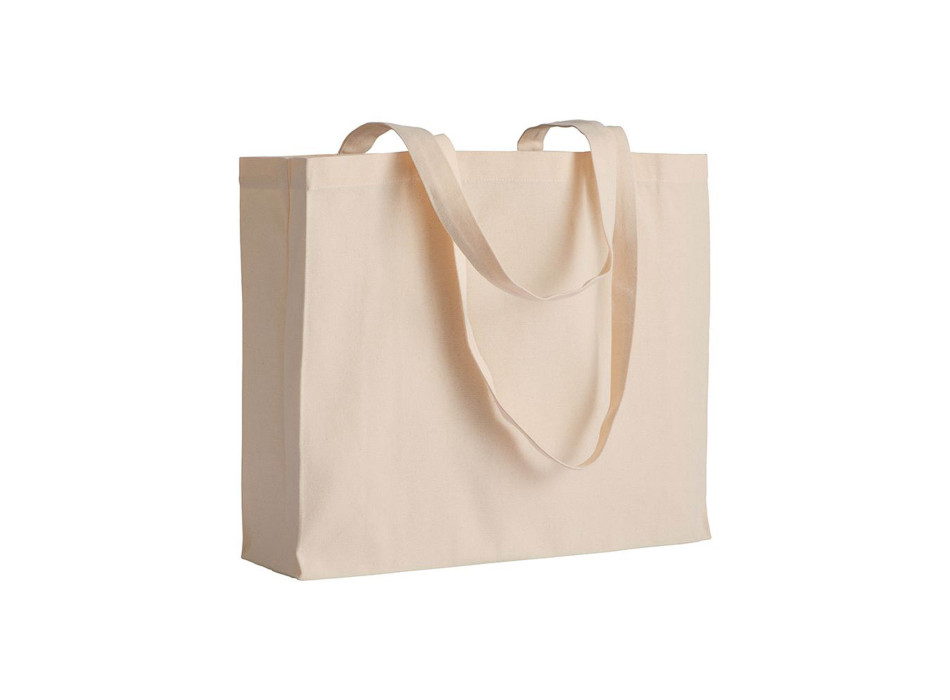 Shopper con soffietto in cotone 200 g/m2, manici lunghi