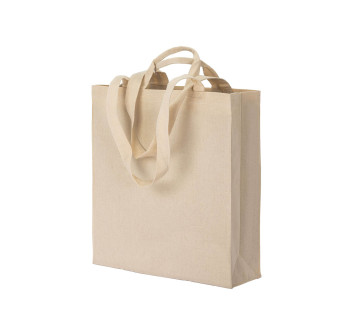 Shopper con soffietto in cotone  220 g/m2, con doppi manici